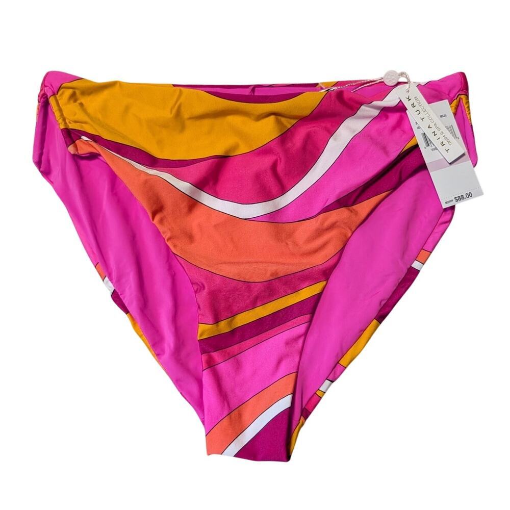 NWT Trina Turk Womens Bikini Bottom Pink Size 6 Vivid Vista High Waist Swimsuit